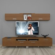 Resim Eko 5220 Mdf Krom Ayaklı Tv Ünitesi Tv Sehpası - Naturel Ceviz 