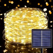 Resim Güneş Peri Işıkları - 50/100/200/300 LED, Otomatik Açma/Kapama Butonlu Enerji Verimli Solar Sensörlü Bahçe, Teras, Duvar Dekoru için 8 Aydınlatma Modu ile Paskalya, Cadılar Bayramı ve Noel İçin 