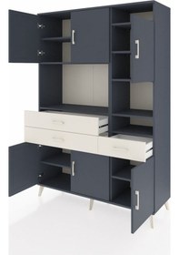 Resim Hyperion Dolap 10 Raflı 3 Çekmeceli 6 Kapaklı 132x44x195 Antrasit-antrasit/aytaşı Antrasıt/aytası - Antrasıt 