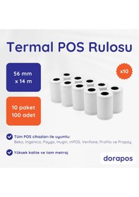 Resim Dorapos 56mm X 14m Termal Rulo 100 Lü Paket Yazar Kasa Pos Kağıdı 