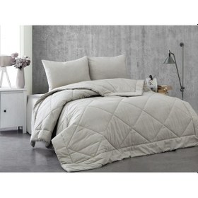 Resim Komfort Home Tek Kişilik %100 Pamuk Kumaş Yorgan+Yastık / Gri 