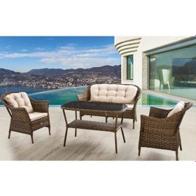 Resim Rehome Bahçe Ve Balkon Seti Oturma Grubu Kahve 
