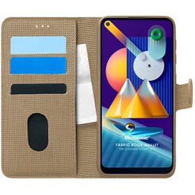 Resim Samsung Galaxy M11 Kılıf Fabric Book Wallet Gold 