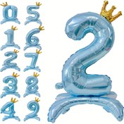 Resim Mavi Taç Folyo Numara Balonu 81.28cm - Doğum Günleri, Düğünler & Yıldönümleri İçin Mükemmel | Tek Başına Dekoratif Balon 0-9 