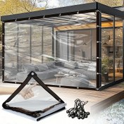 Resim 8 Bungee Topu ile Şeffaf Su Geçirmez PVC Çadır Bezi, Lekelere Karşı Dayanıklı Açık Pergola Kapağı, Tüm Mevsim Açık Hava Perdesi, Balkon, Teras, Veranda, Pavyon, Ülke Rüstu Tarzı için Gözlerle 