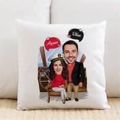 Resim Gemici Sevgililer Karikatürlü Yastık 