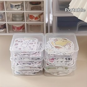 Resim 4 Adet Şeffaf PP Saklama Kutusu, Çıkartmalar, Takılar ve Aksesuarlar için Taşınabilir Şeffaf Düzenleyici 