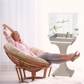 Resim Imac Camılla Ayaklı Kuş Kafesi Kahve/gold 50x30x56/127cm 
