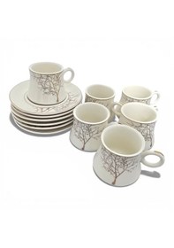 Resim Sudedi Home 6 Kişilik Türk Kahvesi Fincan Takımı Beyaz Desenli Gold Detaylı Porselen Altın - Beyaz 