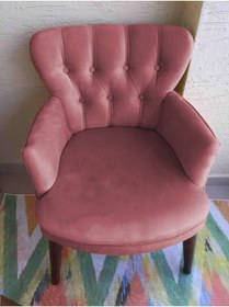 Resim Kayser Home Berjer - Tekli Koltuk - Düz Renk Babyface Kumaş - Ahşap Ceviz Ayak - Gül Kurusu 