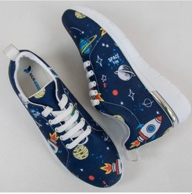 Resim Bez Gezegen Desenli Ortopedik Spor Ayakkabı Mavi 