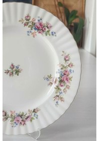 Resim Moss Rose Bone China İngiliz Vintage Pasta Tabağı 21 Cm Pembegül 