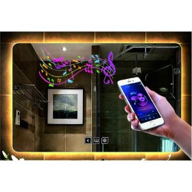 Resim Dnr-Mirror70x110 Cm Bluetoothlu Buğu Yapmayan Dokunmatik Günışığı Ledli Dikdörtgen Banyo Aynası 