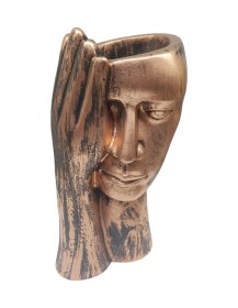 Resim Dekoratif Polyester Tekli Kadın Yüzlü Saksı Vazo Bakır Eskitme 
