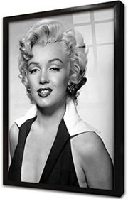 Resim Marliyn Monroe Siyah Beyaz Çerçeveli Cam Tablo 20x30 cm CA31308 