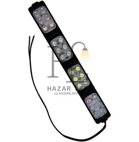 Resim 12 Volt 24 Ledli 24 Watt 4 Renkli Kırmızı-mavi-amber-beyaz Animasyonlu Çakar Modül Led 5 Adet 