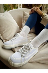 Resim İnan Ayakkabı Kadın Spor Ayakkabı Beyaz Keten Sneakers Ve Spor Ayakkabı 