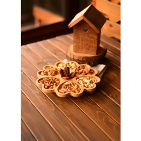 Resim Hometarz Bambu Döner Stantlı Çok Amaçlı Sunum Tabağı - Şekerlik, Kahvaltılık - 30 cm - Kalp Şekilli 