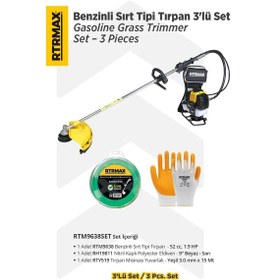 Resim Rtrmax RTM9638 Benzinli Sırt Tipi Tırpan + Tırpan Bıçağı + Misina Başlığı Set 