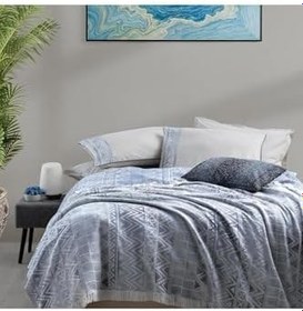 Resim Raina Mavi Tek Kişilik%100 Pamuk İpliği Boyalı Pike Takımı 