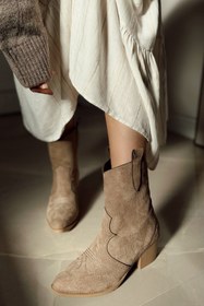 Resim POLKA STORE Shirley Nakışlı Western Kadın Kovboy Çizme Bot 