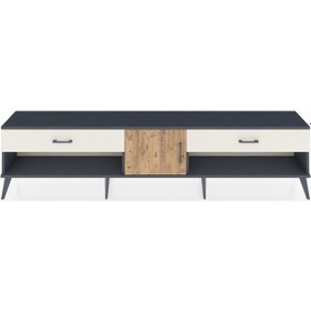 Resim Arges Tv Ünitesi Tek Raflı 2 Çekmeceli Tek Kapaklı 220x30x51 Antrasit-çam/aytaşı Atlas Çam/aytası - Antrasıt 