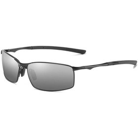 Resim Moda Sürüş Polarize Güneş Gözlüğü Erkekler Yüksek Kaliteli Metal Kare Erkek Black Silver Siyah 