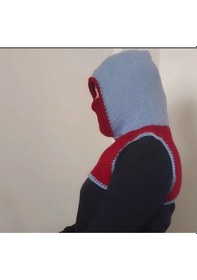 Resim Kemzey Handmade El Yapımı Balaklava, Örgü Şapkalı Boyunluk , Yünlü Şapka Bordo - Mavi 