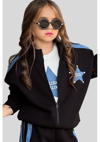 Resim Turuncu Gardrop 5-14 Yaş Yıldız Kotlu Çıtçıtlı 3'lü Kız Çocuk Takım Siyah Siyah 