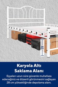 Resim ARGİMO Bella Çift Kişilik Ferforje Metal Karyola Beyaz 