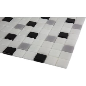 Resim Mutfak, Banyo, Havuz, Sauna, Spa ve Tüm Yüzeyler Için 25X25 mm Beyaz, Siyah, Gri Cam Mozaik. 