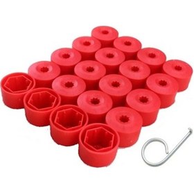 Resim Otozet - Vw Passat Bijon Civata Kapağı Kırmızı Renk 20 Adetli Set 17mm 1k06011739b9 