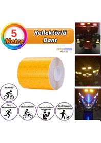 Resim Reflektörlü Reflektif Fosforlu Şerit Bant Petekli Reflekte I Kaz Bandı 5 Cm X 5 Metre Sarı 