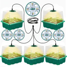 Resim Tam Tohum Başlatma Seti - Hücreli Kaplar / Dış Mekan Kendinden Sulama Sistemi, Süzgeç Delikler ve Kapaklı Plastik Yetiştirme Kabı - Otlar, Sebzeler, Mikro Yeşillik için Kolay Kurulum (Balkon, Pencere Kenarlığı, İlk Adım) 