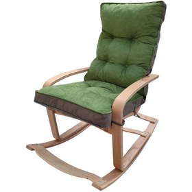Resim Reyo Home Şehzade Ahşap Sallanan Sandalye Ve Dinlenme Koltuğu Çift Renk (Yeşil/Füme) Doğal 