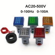 Resim Elektriksel kurulum için testciği olan, sinyal ışığı, gerilim, akım, frekans test cihazı, gösterge aleti, testciği klipsi ile 1 adet Kare LED Dijital Gerilim ve Akım Test Cihazı, AC20-500V, Hertz Ölçer 