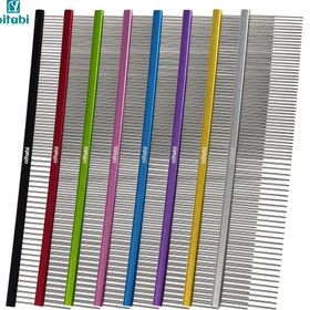 Resim Oitabi İnce/Kaba Köpek ve Kedi Tarama Taranı, Profesyonel Gibi Bakım Yapın, Çamurluklar Sürtünmeyi Önlüyor Ve Saç Dökülmesini Azaltıyor Aluminyom Tutma Kolu ile Paslanmaz Dişlerden Oluşmuş Şık Metal Ağızlıklar. Evcil Hayvan Fırça Seti. 