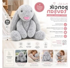 Resim Peluş Gri Tavşan, 45 cm Yumuşak Uyku Arkadaşı 