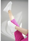 Resim Muggo Samba Garantili Kadın Günlük Yüksek Taban Bağcıklı Sneaker Spor Ayakkabı 001 
