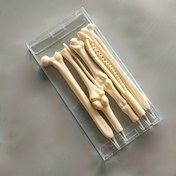 Resim 5 adet kemik şeklinde yuvarlak tükenmez kalem, ergonomik oval tasarım, orta nokta uç, plastik, geri çekilebilir, hemşireler, doktorlar, ofis kullanımı ve tıbbi defter yazma malzemeleri için mükemmel hediye 