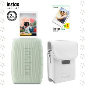 Resim Fujifilm Instax Mini Link 3 Yeşil Akıllı Telefon Yazıcısı Beyaz Çanta ve 20'li Mini Film 