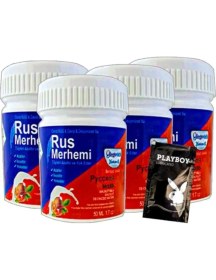 Resim Playboy Blue Rus Merhemi 4 Tane x 50 ml Tüy Dökücü Krem + 1 Armağan Jel 