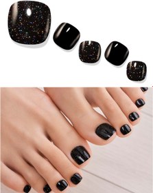 Resim Gelato Factory - Solar Cured Gel Pedi #PB*001 Opal Black * Jel Oje Bantı Takma Tırnak 30'lu AYAK için 