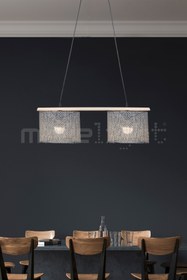 Resim Tuğbasan ZİGANA 2Lİ AVİZE NATUREL-SİYAH ARTI DESENLİ YEMEK ODASI YATAK ODASI OTURMA ODASI SALON 