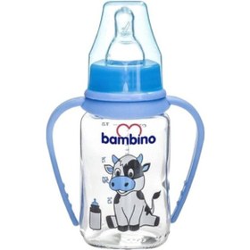 Resim Bambino Kulplu Cam Biberon Mavi 125 Ml 