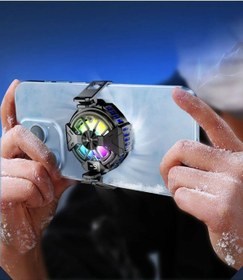 Resim Fan Soğutucu Rgb Led Işıklı Isı Derece Göstergeli Cep Telefon Soğutucu Radyatör 