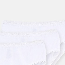 Resim Dagi Beyaz 3'lü Penye Kız Çocuk Slip Külot 