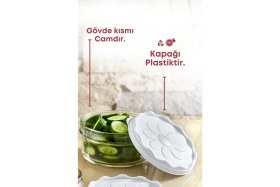 Resim Mediterian Beyaz Papatya Desenli Cam Kahvaltılık Saklama Kabı 415 cc, 6'lı, TR Menşei 