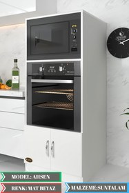 Resim Kenzlife Ankastre Fırın Dolabı Ahsen Byz 144(Y)*60(G)*56(D) Mutfak mikrodalga mat beyaz suntalam 