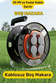 Resim Badem10 Prizli 4 Kapaklı Mini Boş Makara 25 Metre Kapasiteli Dayanıklı Plastik Sarım Makarası Düzenleyici 